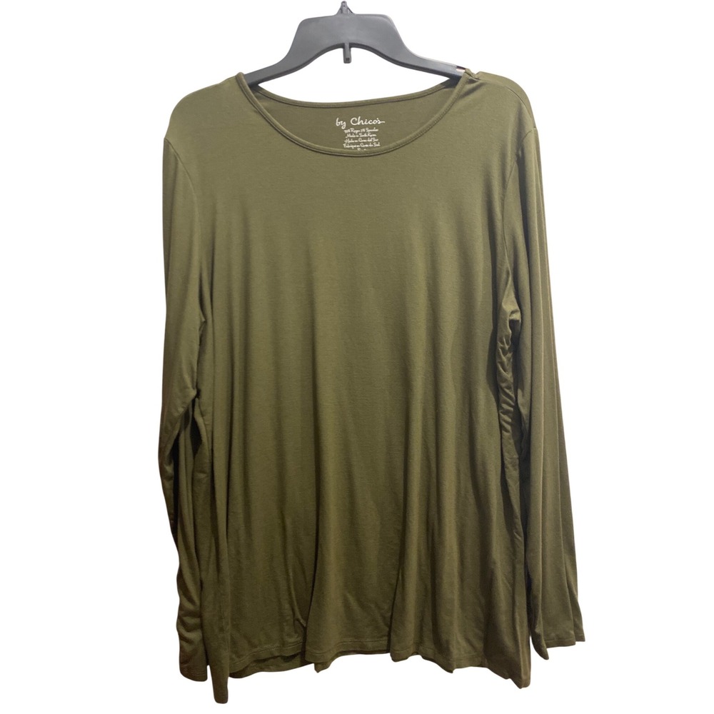 Chicos Womens Size 3 Long Sleeve Tee Shirt Lot 4 Rayon Spandex Crew Neck Solid - Picture 5 of 6